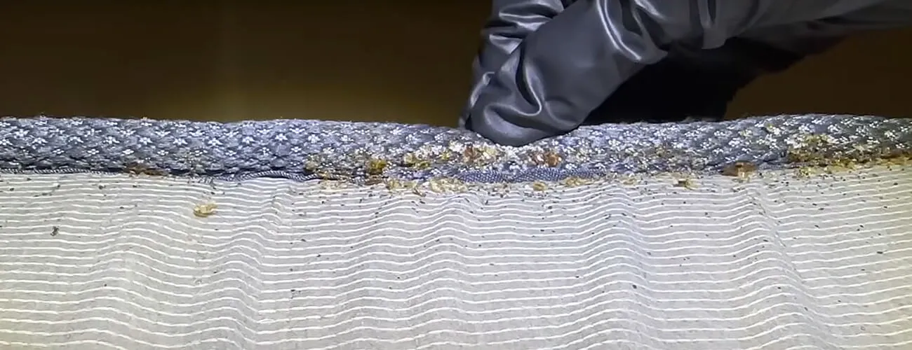 Гнездо клопов под швом обивки дивана