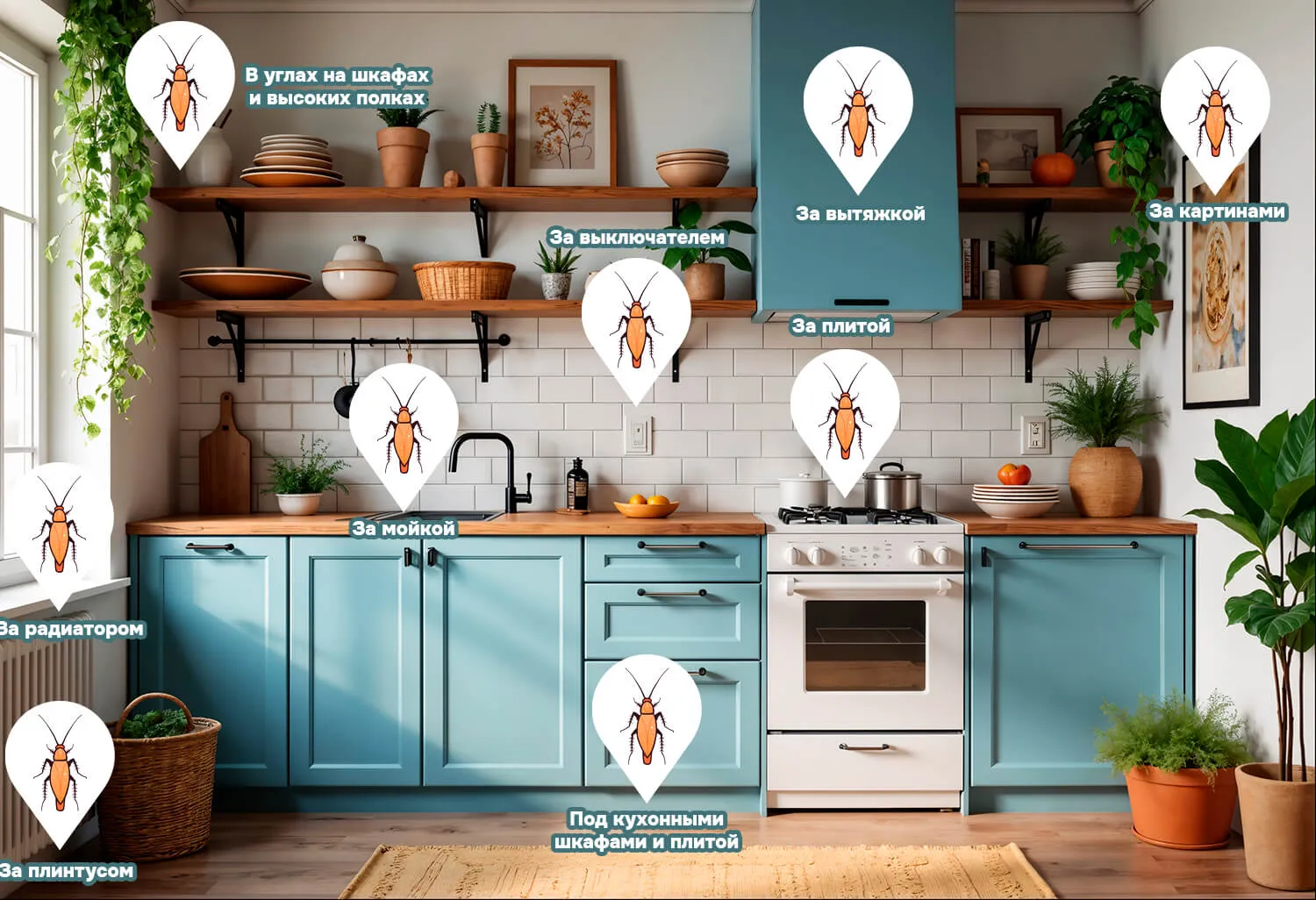где живут тараканы на кухне